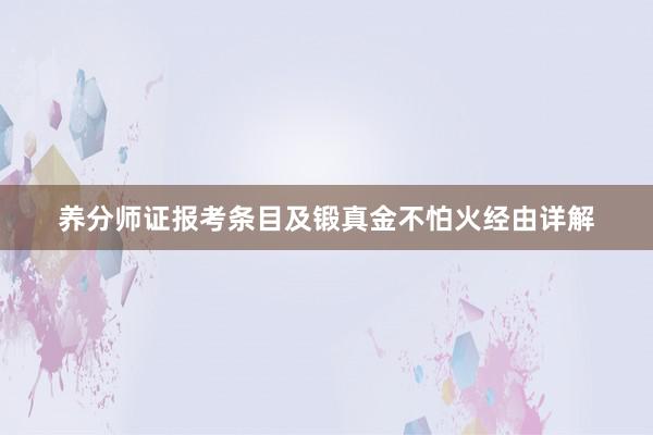 养分师证报考条目及锻真金不怕火经由详解